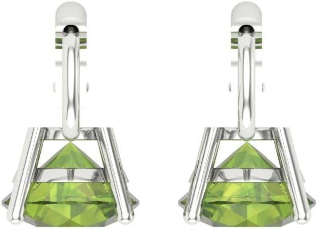 3 ct Brilliant Round Cut Drop Dangle Natural Peridot 14k White Gold Desginer Affordable Earrings Lever Back